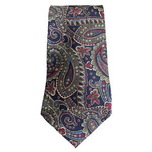 Men's New HARKEN LTD Hand Sewn Navy Blue Paisley All Silk Necktie